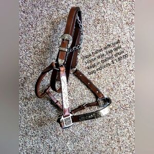 Horse show halter, lots of Chrome, New w/o tags with stud chain lead
